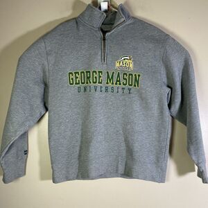 Vintage George Mason Patriots Sweatshirt Gray Jansport Medium 1/4 Zip